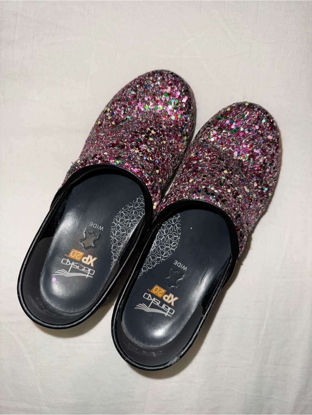 Dansko Wide width XP 2.0 Party Glitter Clogs size 38